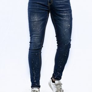 Jeans skinny azul manchas blancas