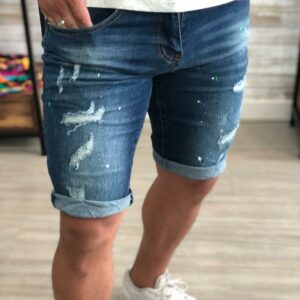 Short skinny azul manchas