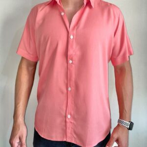 Camisa manga corta tela viscosa damasco lisa