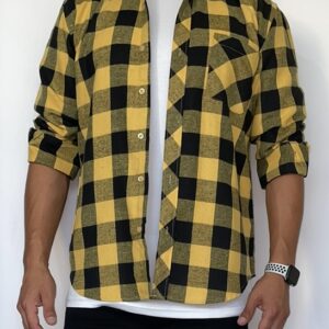 Camisa cuadrillé amarilla bolsillo