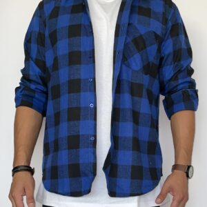 Camisa cuadrillé azul bolsillo