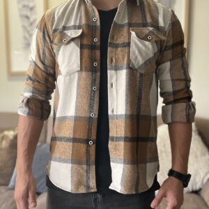 Camisa franela gruesa manga larga café