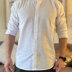 Camisa lino blanca cuello mao