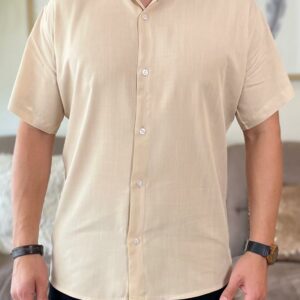 Camisa manga corta tela viscosa beige
