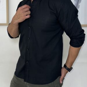 Camisa lino negra