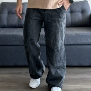 Jeans Baggy Wide Leg Gris Oscuro