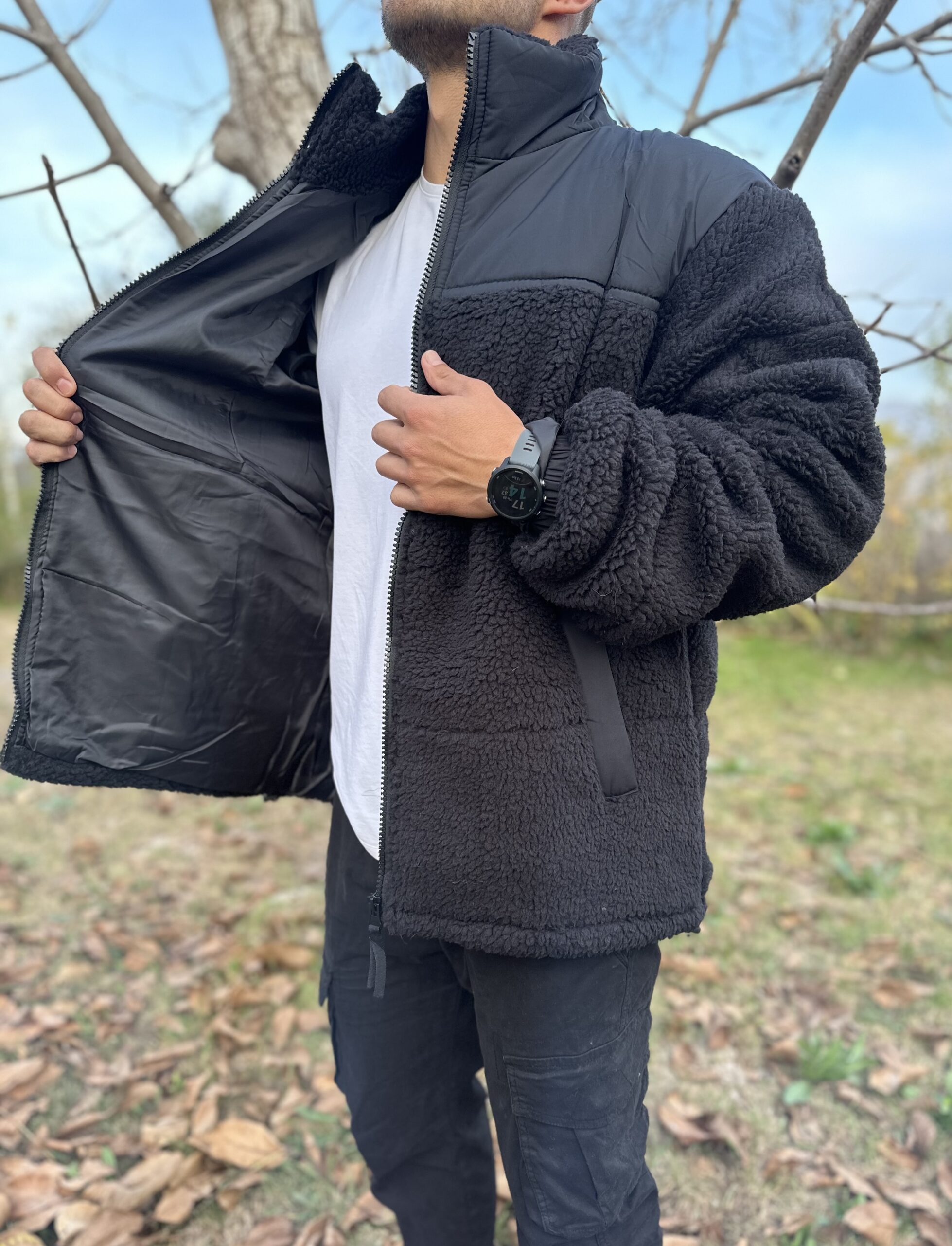 CHAQUETA POLAR SHERPA NEGRO - Imagen 4