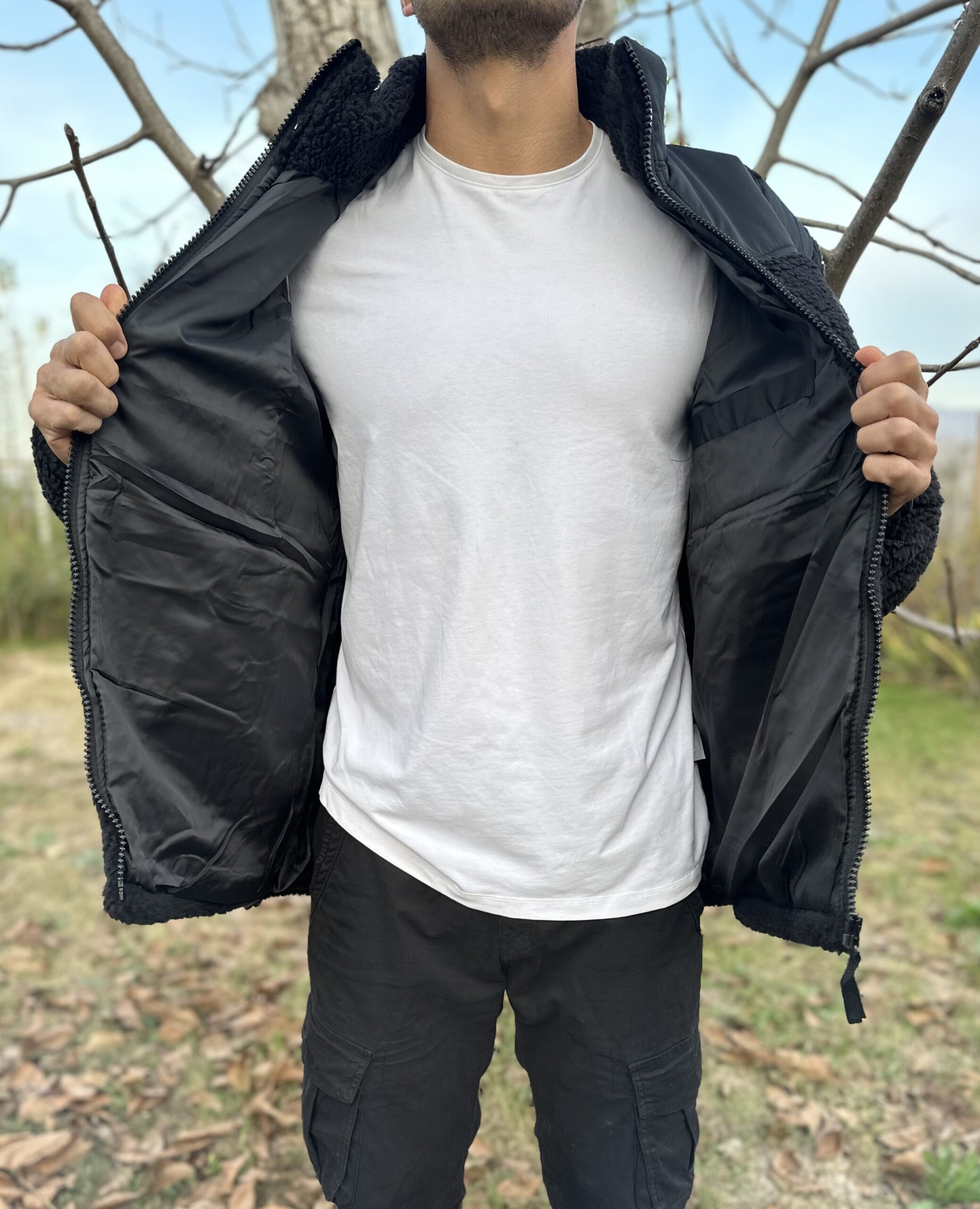 CHAQUETA POLAR SHERPA NEGRO - Imagen 2